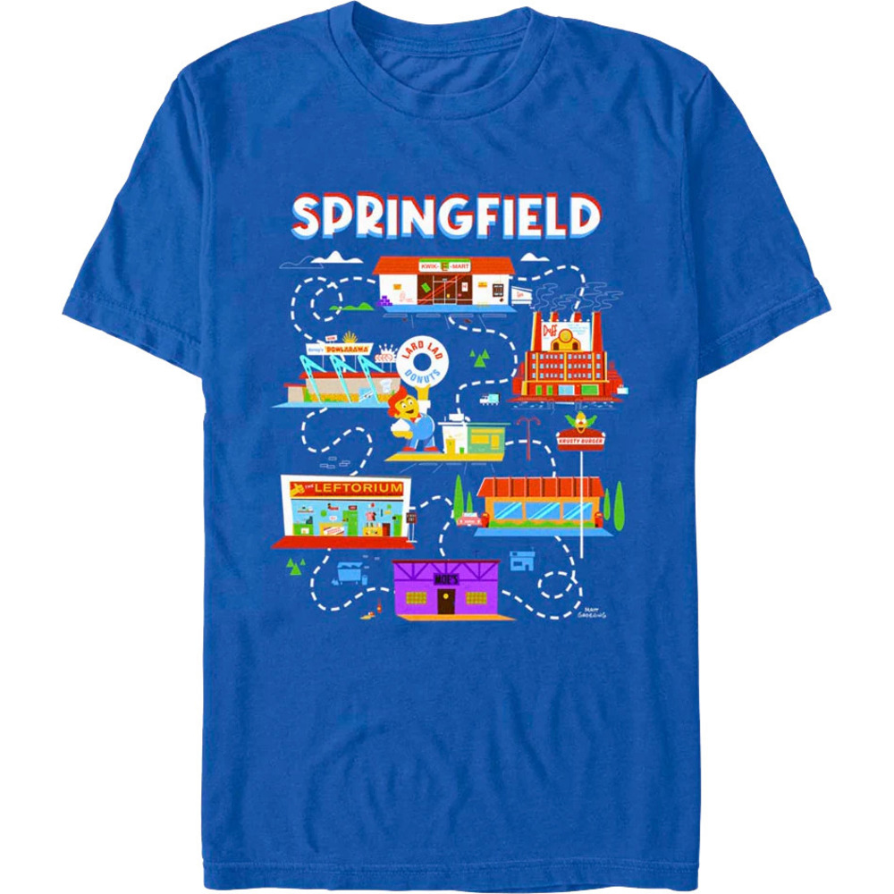 Springfield Map Simpsons Tshirt